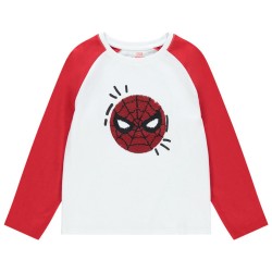Tee-shirt bicolore "Spiderman" en sequins magiques garçon