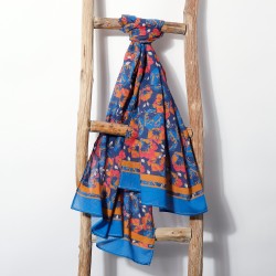 Foulard style chèche en coton imprimé fleuri, 160 x 70 cm