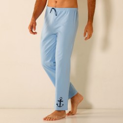 Pantalon pyjama coton bleu ciel