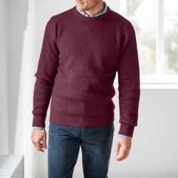 Pull col rond côte anglaise 30% laine