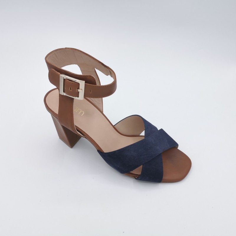 Sandales bicolores en cuir pas cher - - Extradingue