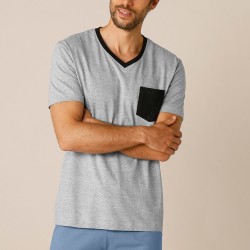 Tee-shirt pyjama bicolore manches courtes