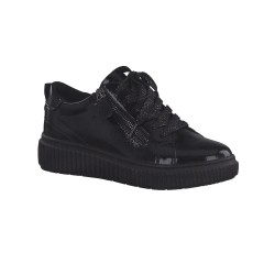 Baskets sneakers vernis noir - largeur confort